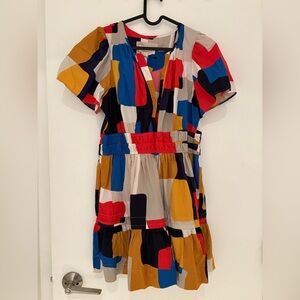 Anthropologie Multicolor Geometric Dress (with pockets!)